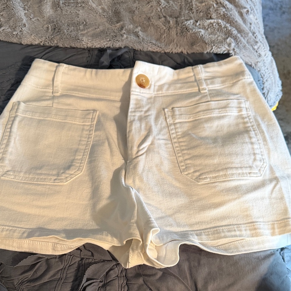 Maeve Ivory Cotton Blend Pocket Shorts